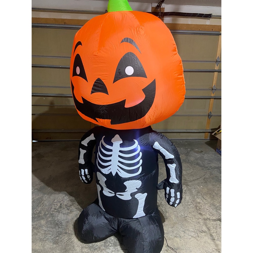 Gemmy Airblown Inflatable Pumpkin Skeleton‎ Halloween Decoration 6 ft Tall